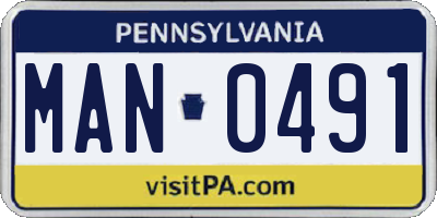 PA license plate MAN0491