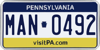 PA license plate MAN0492