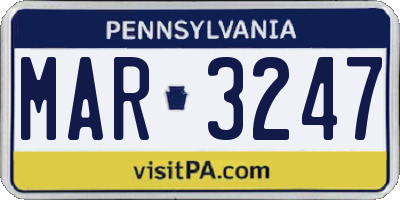 PA license plate MAR3247