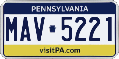 PA license plate MAV5221