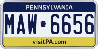 PA license plate MAW6656