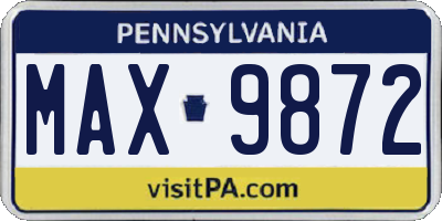 PA license plate MAX9872