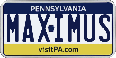 PA license plate MAXIMUS