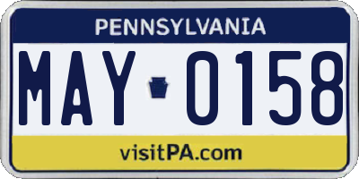 PA license plate MAY0158