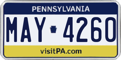 PA license plate MAY4260
