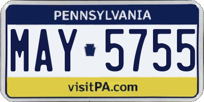 PA license plate MAY5755