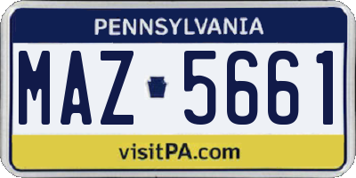 PA license plate MAZ5661