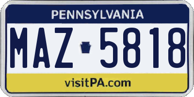 PA license plate MAZ5818