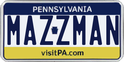 PA license plate MAZZMAN