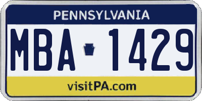 PA license plate MBA1429
