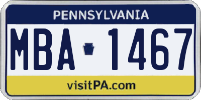 PA license plate MBA1467