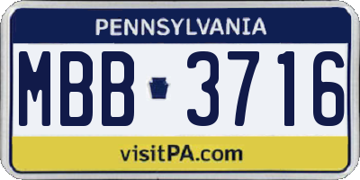 PA license plate MBB3716