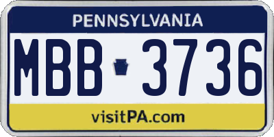 PA license plate MBB3736