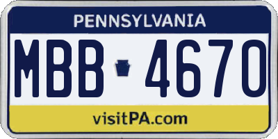 PA license plate MBB4670