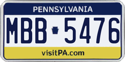 PA license plate MBB5476