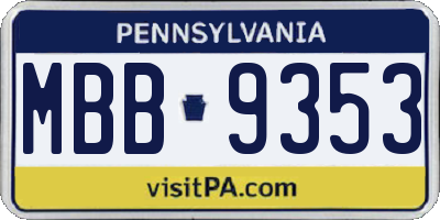PA license plate MBB9353