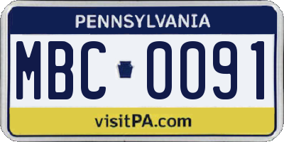 PA license plate MBC0091