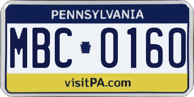 PA license plate MBC0160