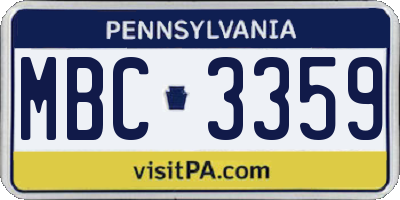 PA license plate MBC3359