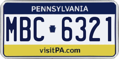 PA license plate MBC6321