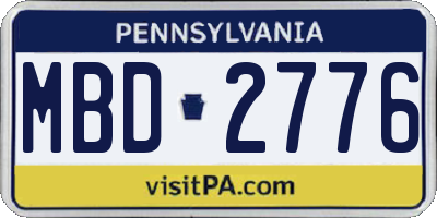 PA license plate MBD2776