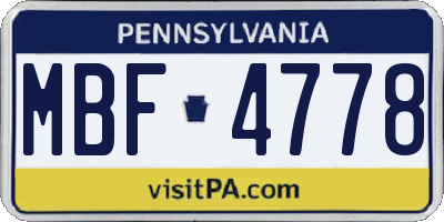 PA license plate MBF4778