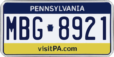 PA license plate MBG8921