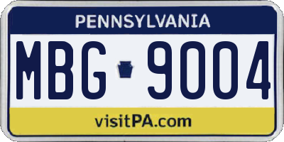PA license plate MBG9004