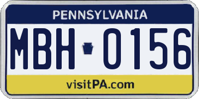 PA license plate MBH0156