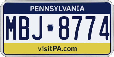 PA license plate MBJ8774