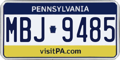 PA license plate MBJ9485