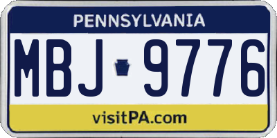 PA license plate MBJ9776