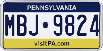 PA license plate MBJ9824