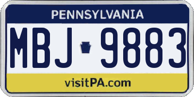 PA license plate MBJ9883