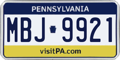 PA license plate MBJ9921
