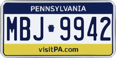 PA license plate MBJ9942