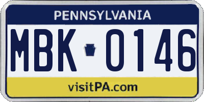 PA license plate MBK0146