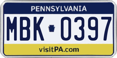 PA license plate MBK0397