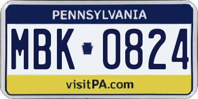 PA license plate MBK0824