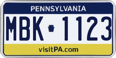 PA license plate MBK1123