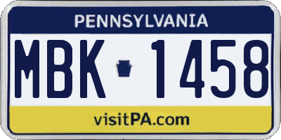 PA license plate MBK1458