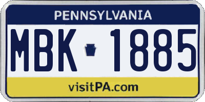 PA license plate MBK1885