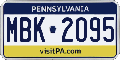 PA license plate MBK2095