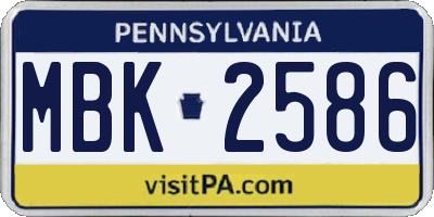 PA license plate MBK2586