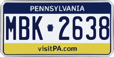 PA license plate MBK2638