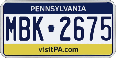 PA license plate MBK2675