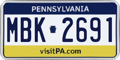 PA license plate MBK2691