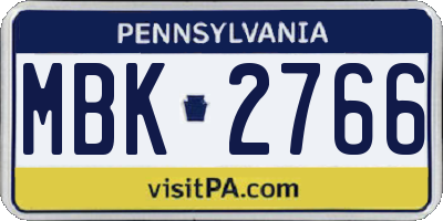 PA license plate MBK2766
