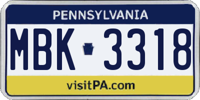 PA license plate MBK3318