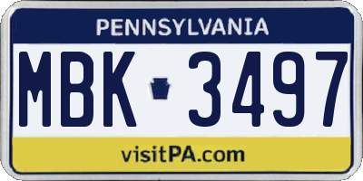 PA license plate MBK3497